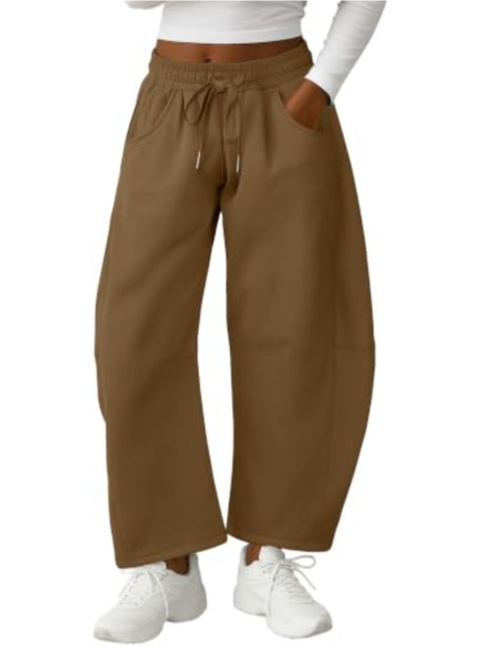 Women Baggy Barrel Leg Sweatpants Elastic Waist Pull-On Pockets Gym Lounge